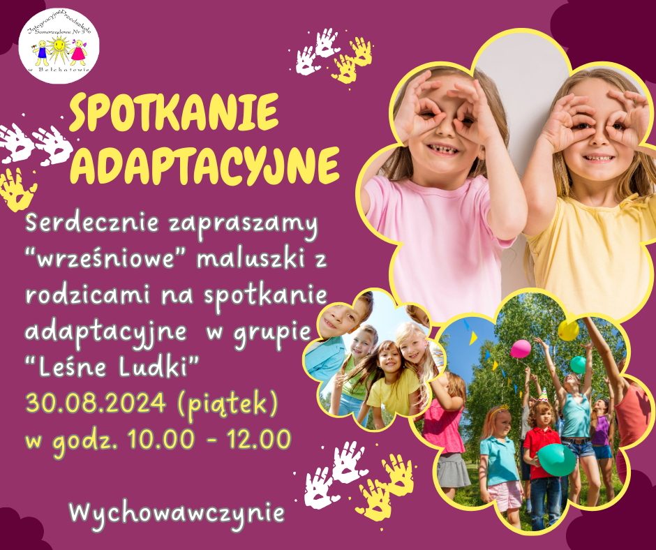 spotkanie adaptacyjne piątek 30 sierpnia w godzinach 10.00 - 12.00