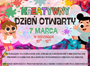 Zapraszamy na Kreatywny Dzień Otwarty 07.03.2026 r.