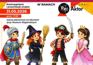 Plakat zawiera zaproszenie do udziału w konkursie na "Najciekawszy Strój Bajkowy" wraz z dodatkowymi informacjami